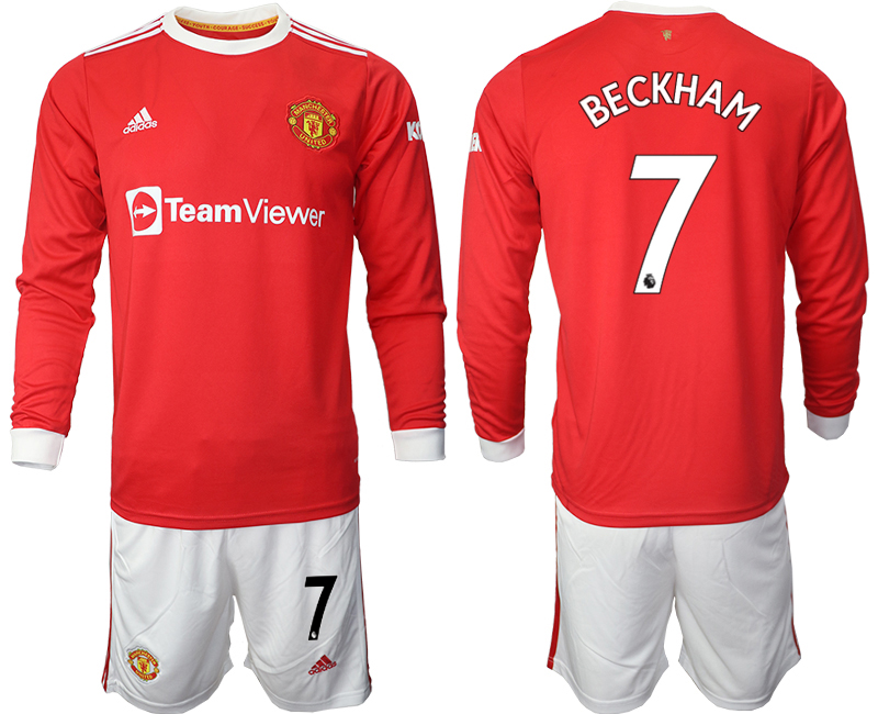 Men 2021-2022 Club Manchester united home red Long Sleeve #7 Soccer Jersey->manchester united jersey->Soccer Club Jersey